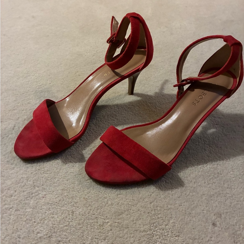 Talbots Red Suede Open Toe Sexy Heels 
Size 9